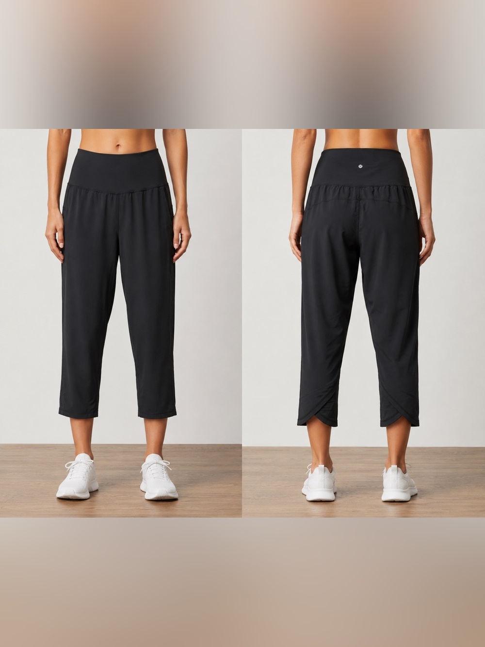 lululemon athletica Black Cropped Wrap-Hem Capris